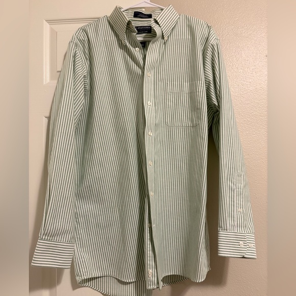 Banana Republic Other - Stanford Essentials Green & White Striped Men's Button Down Oxford Shirt, 34-35
